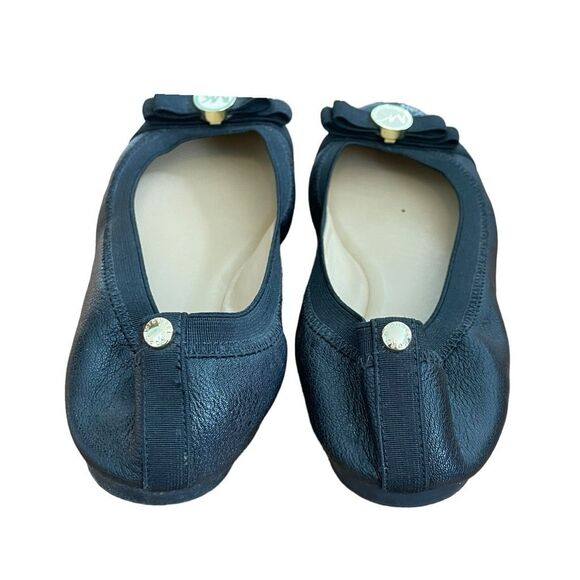 Michael Kors Dixie Bow Ballet Flat Black Leather Patent Cap Toe Slip-On 7 - Picture 4 of 11